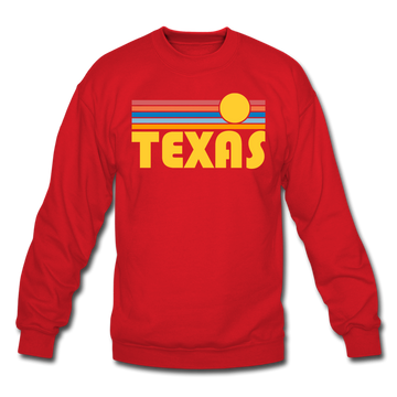 Texas Sweatshirt - Retro Sunrise Texas Crewneck Sweatshirt - red