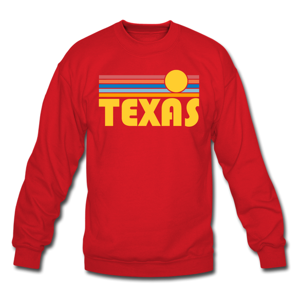 Texas Sweatshirt - Retro Sunrise Texas Crewneck Sweatshirt - red
