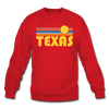Texas Sweatshirt - Retro Sunrise Texas Crewneck Sweatshirt - red