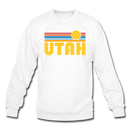 Utah Sweatshirt - Retro Sunrise Utah Crewneck Sweatshirt - white