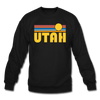 Utah Sweatshirt - Retro Sunrise Utah Crewneck Sweatshirt - black