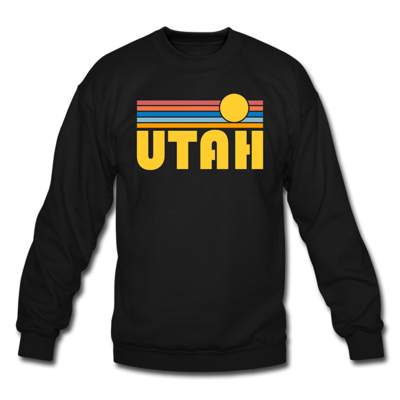 Utah Sweatshirt - Retro Sunrise Utah Crewneck Sweatshirt - black