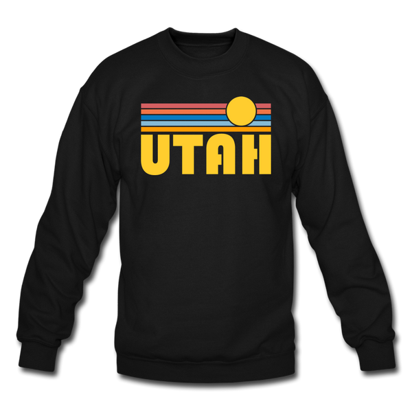 Utah Sweatshirt - Retro Sunrise Utah Crewneck Sweatshirt - black