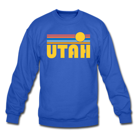 Utah Sweatshirt - Retro Sunrise Utah Crewneck Sweatshirt - royal blue