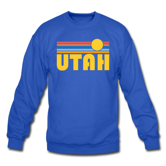 Utah Sweatshirt - Retro Sunrise Utah Crewneck Sweatshirt - royal blue