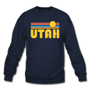 Utah Sweatshirt - Retro Sunrise Utah Crewneck Sweatshirt - navy