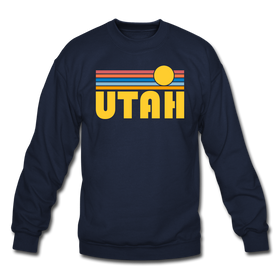 Utah Sweatshirt - Retro Sunrise Utah Crewneck Sweatshirt - navy
