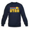 Utah Sweatshirt - Retro Sunrise Utah Crewneck Sweatshirt - navy