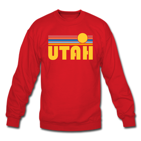 Utah Sweatshirt - Retro Sunrise Utah Crewneck Sweatshirt - red