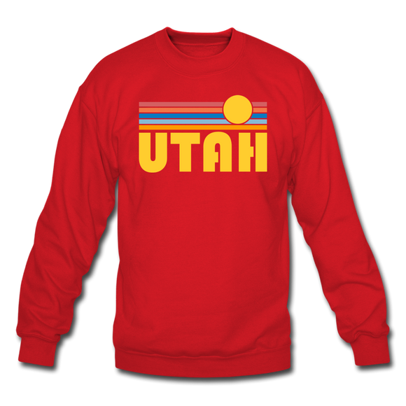 Utah Sweatshirt - Retro Sunrise Utah Crewneck Sweatshirt - red