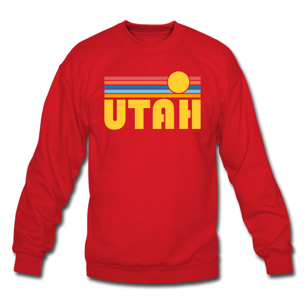 Utah Sweatshirt - Retro Sunrise Utah Crewneck Sweatshirt - red