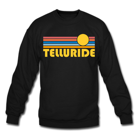 Telluride, Colorado Sweatshirt - Retro Sunrise Telluride Crewneck Sweatshirt - black