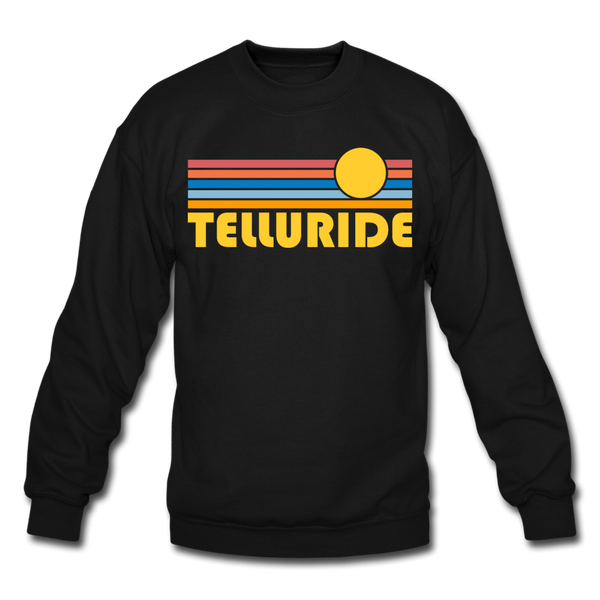 Telluride, Colorado Sweatshirt - Retro Sunrise Telluride Crewneck Sweatshirt - black