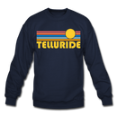 Telluride, Colorado Sweatshirt - Retro Sunrise Telluride Crewneck Sweatshirt - navy