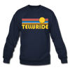 Telluride, Colorado Sweatshirt - Retro Sunrise Telluride Crewneck Sweatshirt - navy