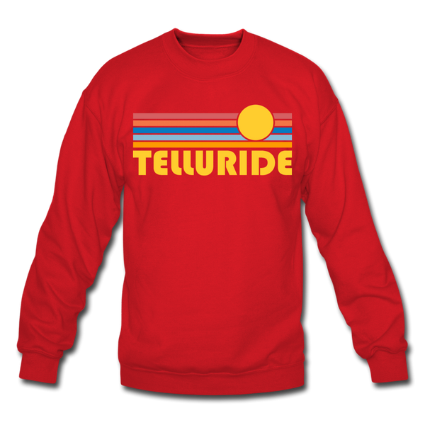 Telluride, Colorado Sweatshirt - Retro Sunrise Telluride Crewneck Sweatshirt - red