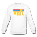 Vail, Colorado Sweatshirt - Retro Sunrise Vail Crewneck Sweatshirt - white