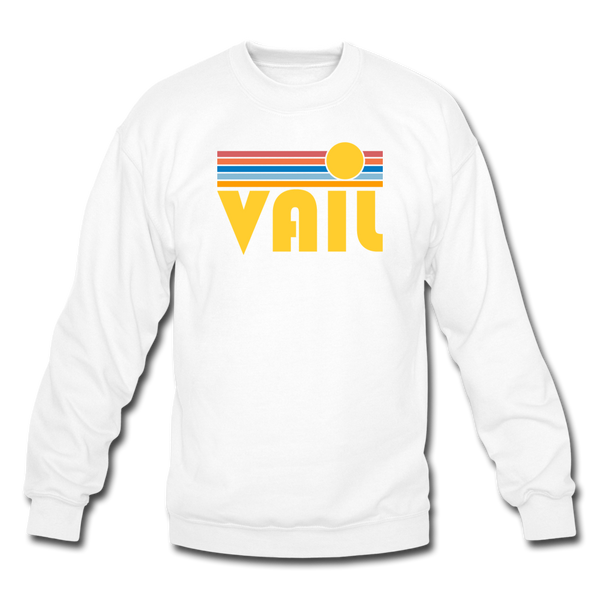 Vail, Colorado Sweatshirt - Retro Sunrise Vail Crewneck Sweatshirt - white