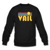 Vail, Colorado Sweatshirt - Retro Sunrise Vail Crewneck Sweatshirt - black