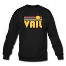 Vail, Colorado Sweatshirt - Retro Sunrise Vail Crewneck Sweatshirt - black