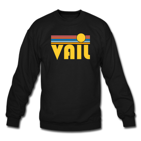 Vail, Colorado Sweatshirt - Retro Sunrise Vail Crewneck Sweatshirt - black