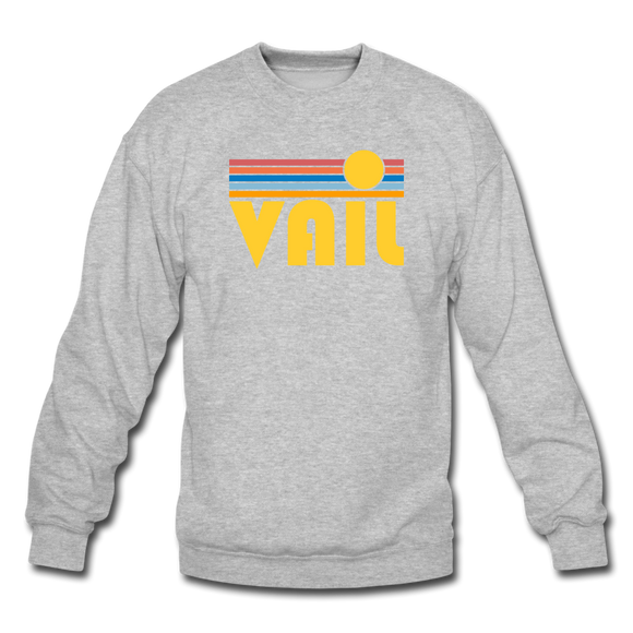 Vail, Colorado Sweatshirt - Retro Sunrise Vail Crewneck Sweatshirt - heather gray