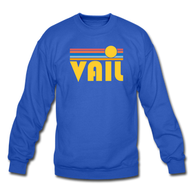 Vail, Colorado Sweatshirt - Retro Sunrise Vail Crewneck Sweatshirt - royal blue