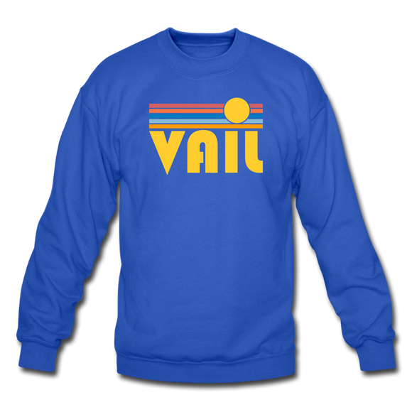 Vail, Colorado Sweatshirt - Retro Sunrise Vail Crewneck Sweatshirt - royal blue