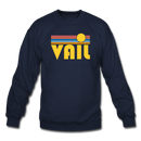 Vail, Colorado Sweatshirt - Retro Sunrise Vail Crewneck Sweatshirt - navy