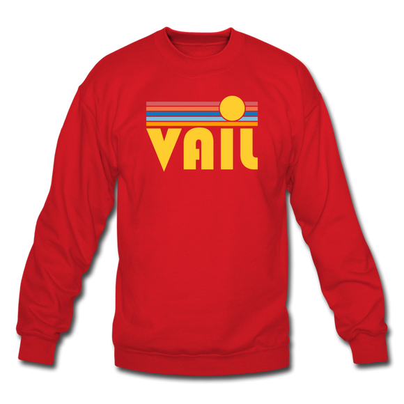 Vail, Colorado Sweatshirt - Retro Sunrise Vail Crewneck Sweatshirt - red
