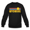 Wyoming Sweatshirt - Retro Sunrise Wyoming Crewneck Sweatshirt - black