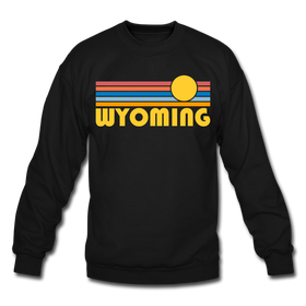 Wyoming Sweatshirt - Retro Sunrise Wyoming Crewneck Sweatshirt - black
