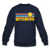 Wyoming Sweatshirt - Retro Sunrise Wyoming Crewneck Sweatshirt - navy