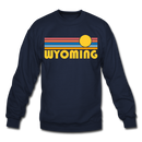 Wyoming Sweatshirt - Retro Sunrise Wyoming Crewneck Sweatshirt - navy