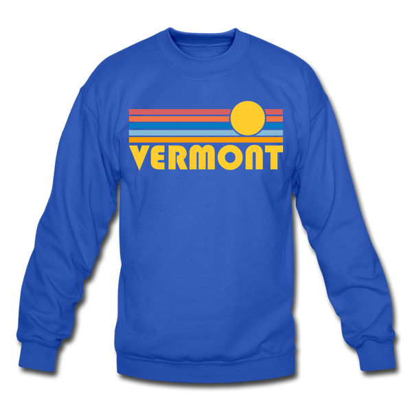 Vermont Sweatshirt - Retro Sunrise Vermont Crewneck Sweatshirt - royal blue