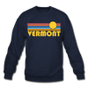 Vermont Sweatshirt - Retro Sunrise Vermont Crewneck Sweatshirt - navy
