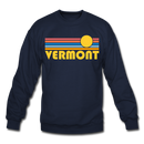 Vermont Sweatshirt - Retro Sunrise Vermont Crewneck Sweatshirt - navy