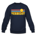 Vermont Sweatshirt - Retro Sunrise Vermont Crewneck Sweatshirt - navy