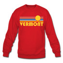 Vermont Sweatshirt - Retro Sunrise Vermont Crewneck Sweatshirt - red