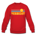 Vermont Sweatshirt - Retro Sunrise Vermont Crewneck Sweatshirt - red