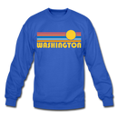Washington Sweatshirt - Retro Sunrise Washington Crewneck Sweatshirt - royal blue