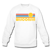 Wisconsin Sweatshirt - Retro Sunrise Wisconsin Crewneck Sweatshirt - white