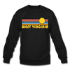 West Virginia Sweatshirt - Retro Sunrise West Virginia Crewneck Sweatshirt - black