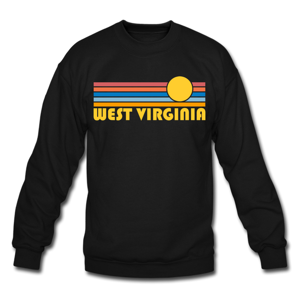 West Virginia Sweatshirt - Retro Sunrise West Virginia Crewneck Sweatshirt - black