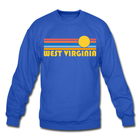 West Virginia Sweatshirt - Retro Sunrise West Virginia Crewneck Sweatshirt - royal blue