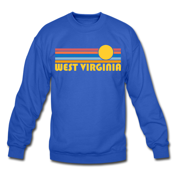 West Virginia Sweatshirt - Retro Sunrise West Virginia Crewneck Sweatshirt - royal blue