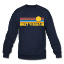 West Virginia Sweatshirt - Retro Sunrise West Virginia Crewneck Sweatshirt - navy