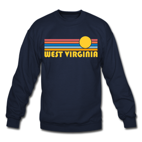 West Virginia Sweatshirt - Retro Sunrise West Virginia Crewneck Sweatshirt - navy