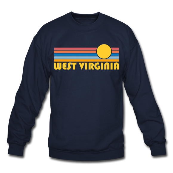 West Virginia Sweatshirt - Retro Sunrise West Virginia Crewneck Sweatshirt - navy