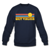 West Virginia Sweatshirt - Retro Sunrise West Virginia Crewneck Sweatshirt - navy
